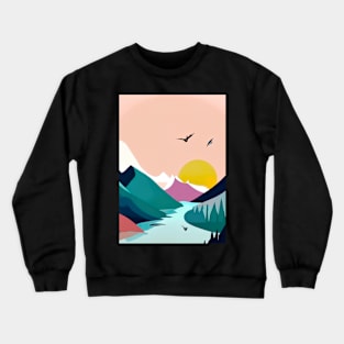 Forest Mountains Sunset Crewneck Sweatshirt